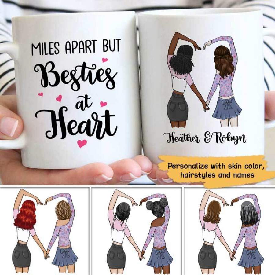 Besties At Heart Long Distance Personalized Mug