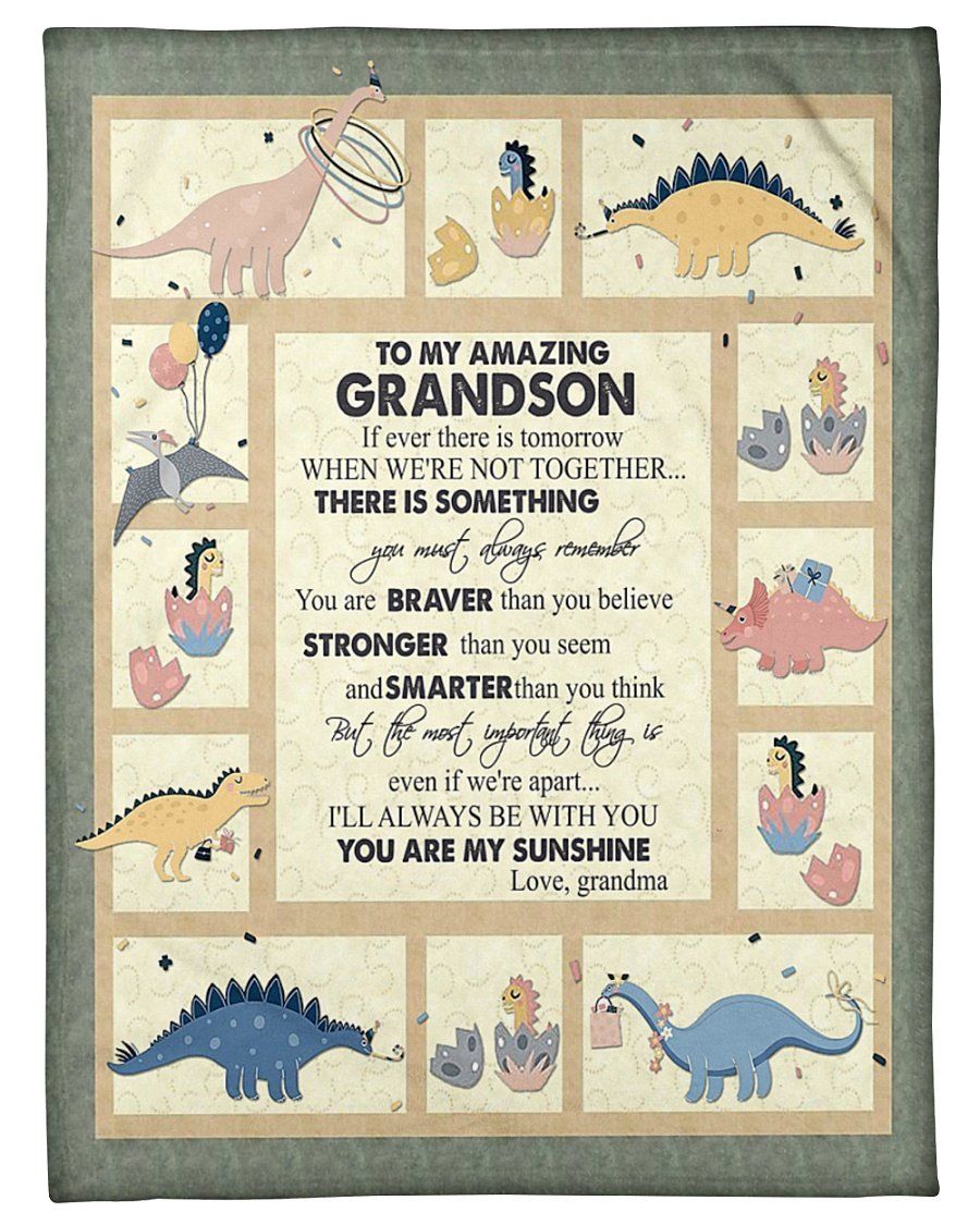 [Personalized Name] Grandma  Dinosaur World My Sunshines Fleece Blanket, Sherpa Blanket,Gift For Grandson Gift For Family Member, Friends Gift, Christmas Gift, Home Decor, Home Living