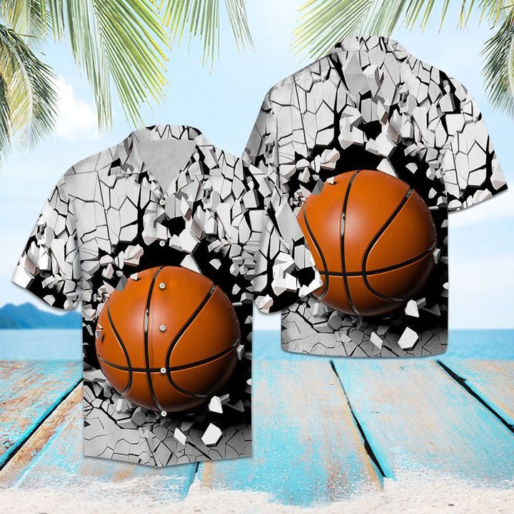 Basketball Broken Wall Hawaiian Shirt Summer Button Up For Men, Women, Couple