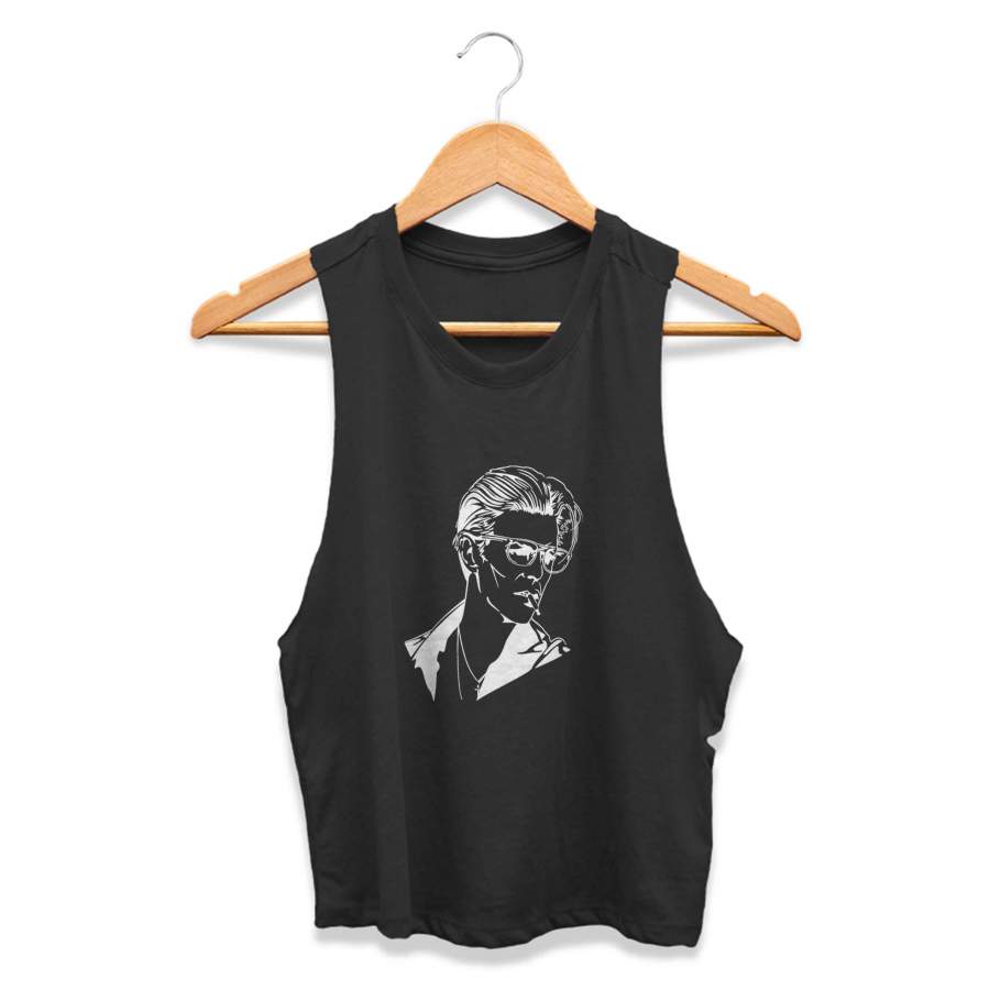 David Bowie Graphic Vintage Smoking CPY Womans Crop Tanktop Tee