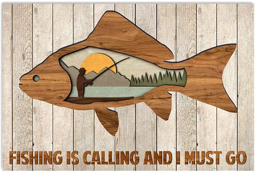 Vintage Man Fishing Is Calling And I Must Go Poster Art Print      Home Decor Gift For Men Women Family Friend On Birthday Xmas