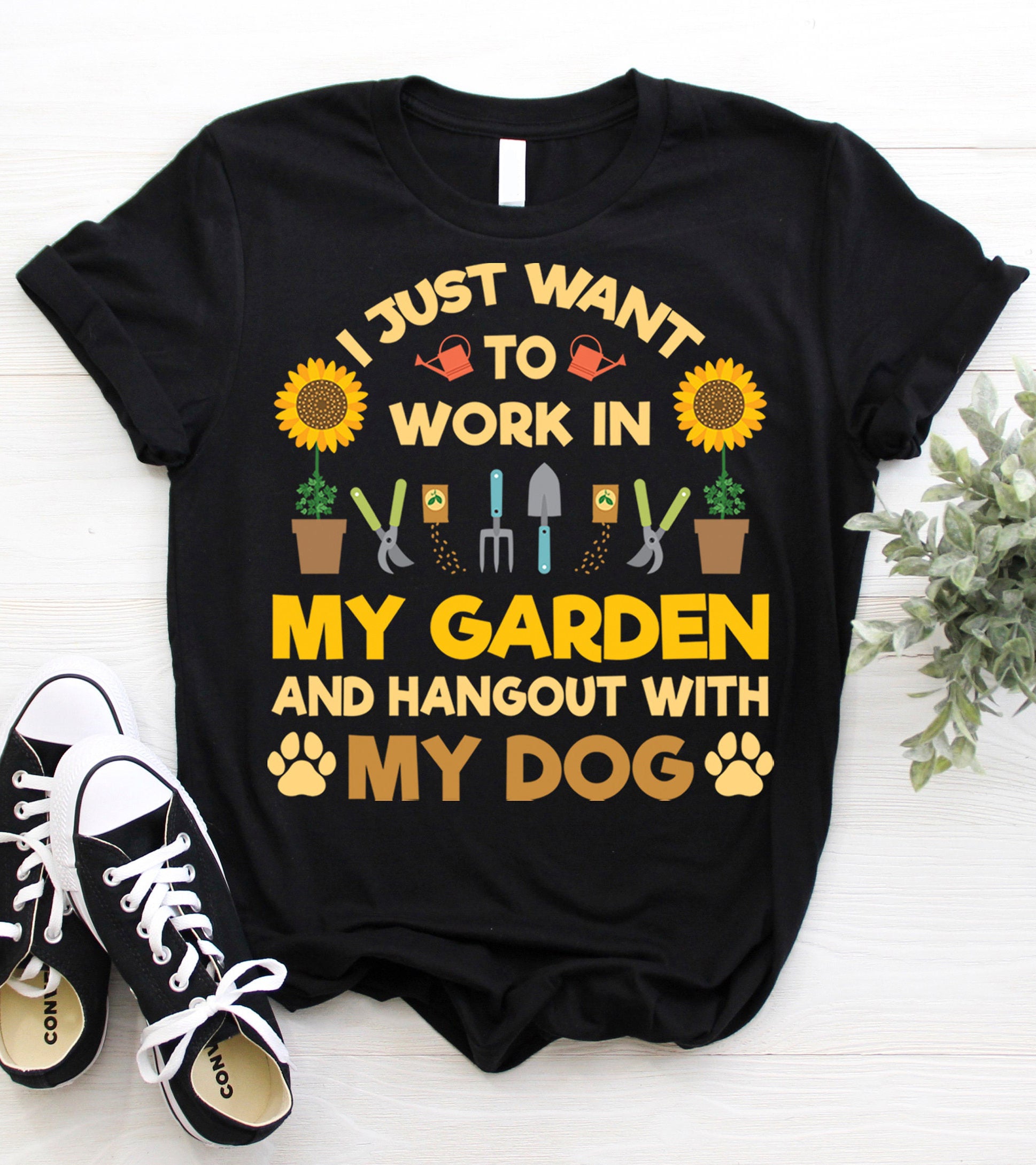 I Just Want To Work In Garden And Hang Out With My Dogs Gift Standard/Premium T-Shirt Hoodie