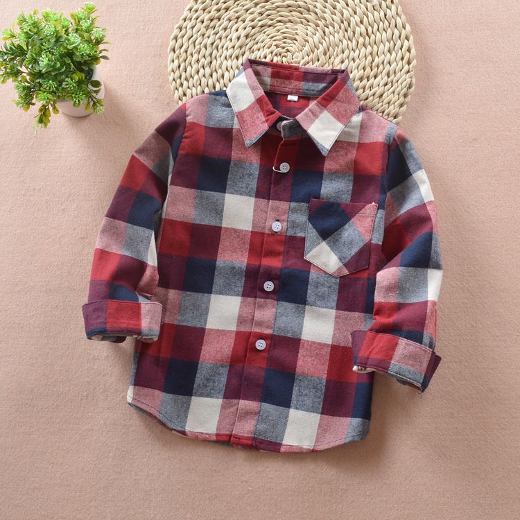 VIDMID Boys shirts for Girls British Plaid child Shirts kids school Blouse red tops clothes Kids Children plaid 12 years 6010 01 alx