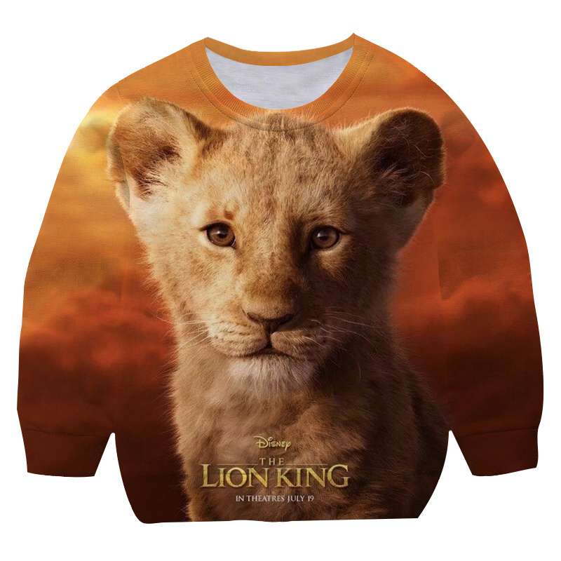 Boys Girls Children Lion King Sweatshirt Cartoon Simba Printed 3D Hoodies Autumn Winter Long-Sleeved Pullovers Boys Clothing alx