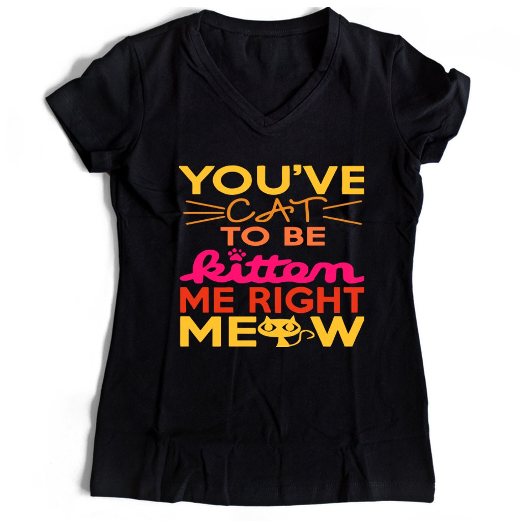 You Ve Cat To Be Kitten Me Right Moew Women’s V-Neck Tee T-Shirt