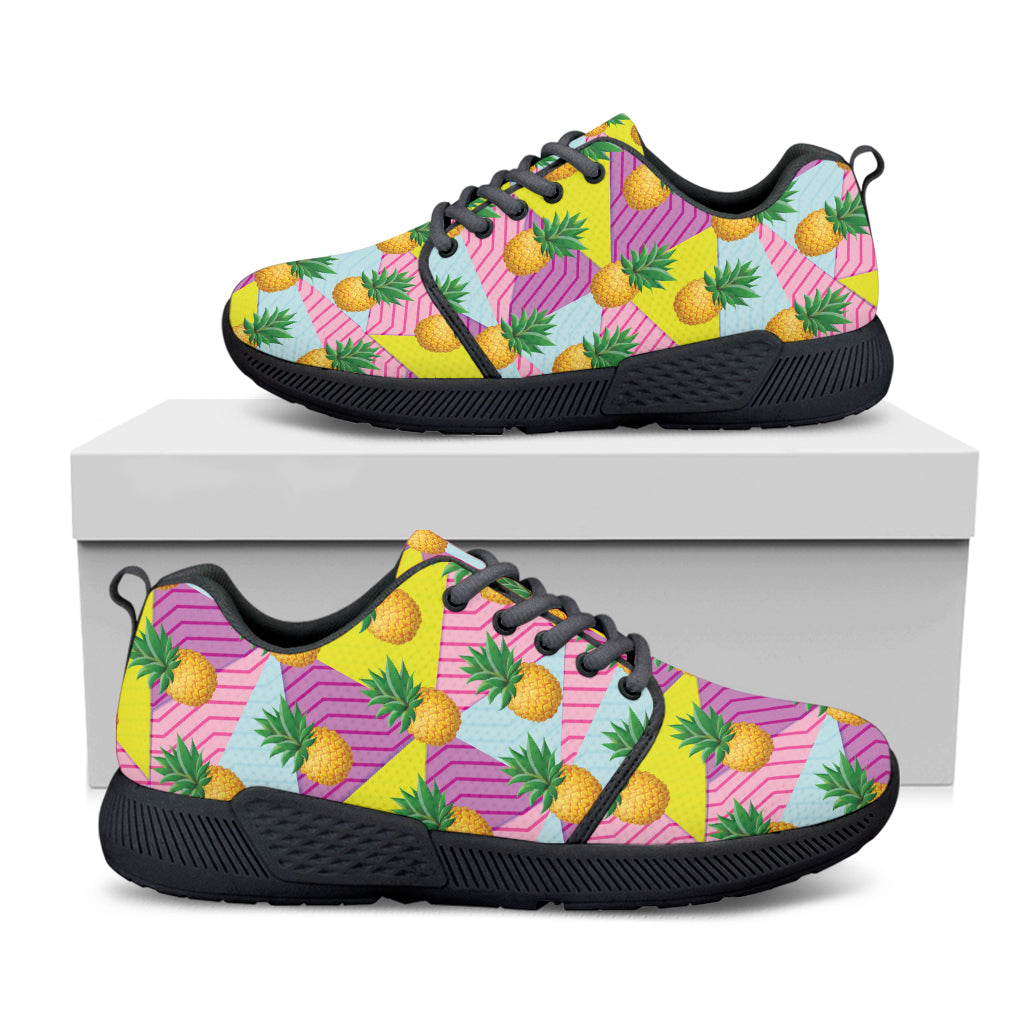 Zigzag Pineapple Pattern Print Black Athletic Shoes