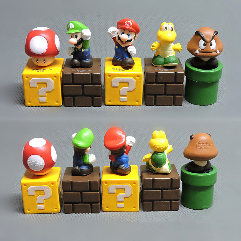 5pcs/set Super Mario Bros Game Action Figures Toys Luigi Yoshi Bowser PVC Model Collection Kids Toy Mini Figures Christmas Gifts alx