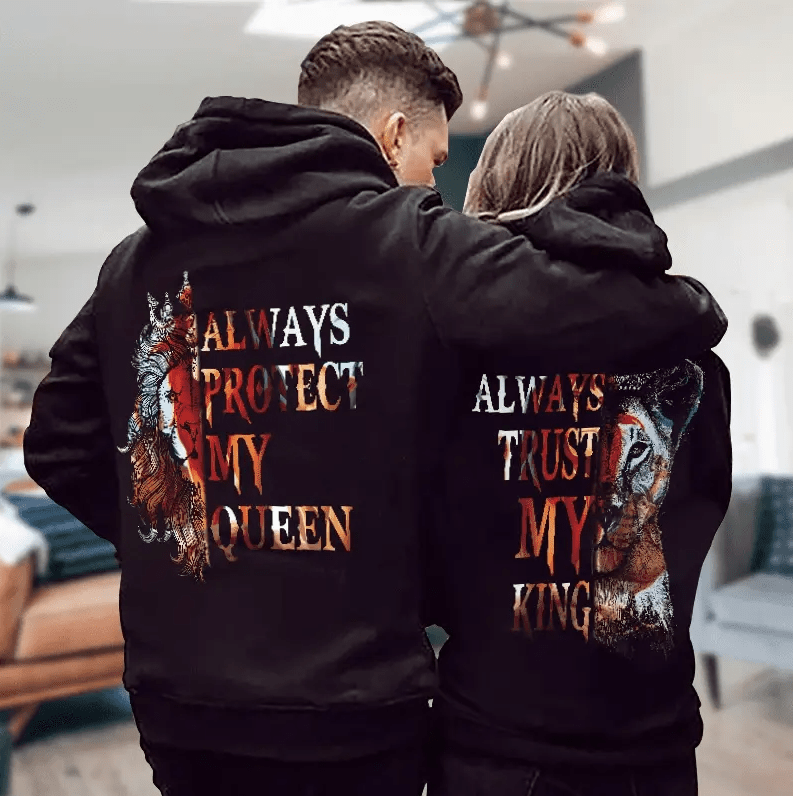 Couple Lion Love – Always Protect My Queen Always Trust My King Hoodie 3D