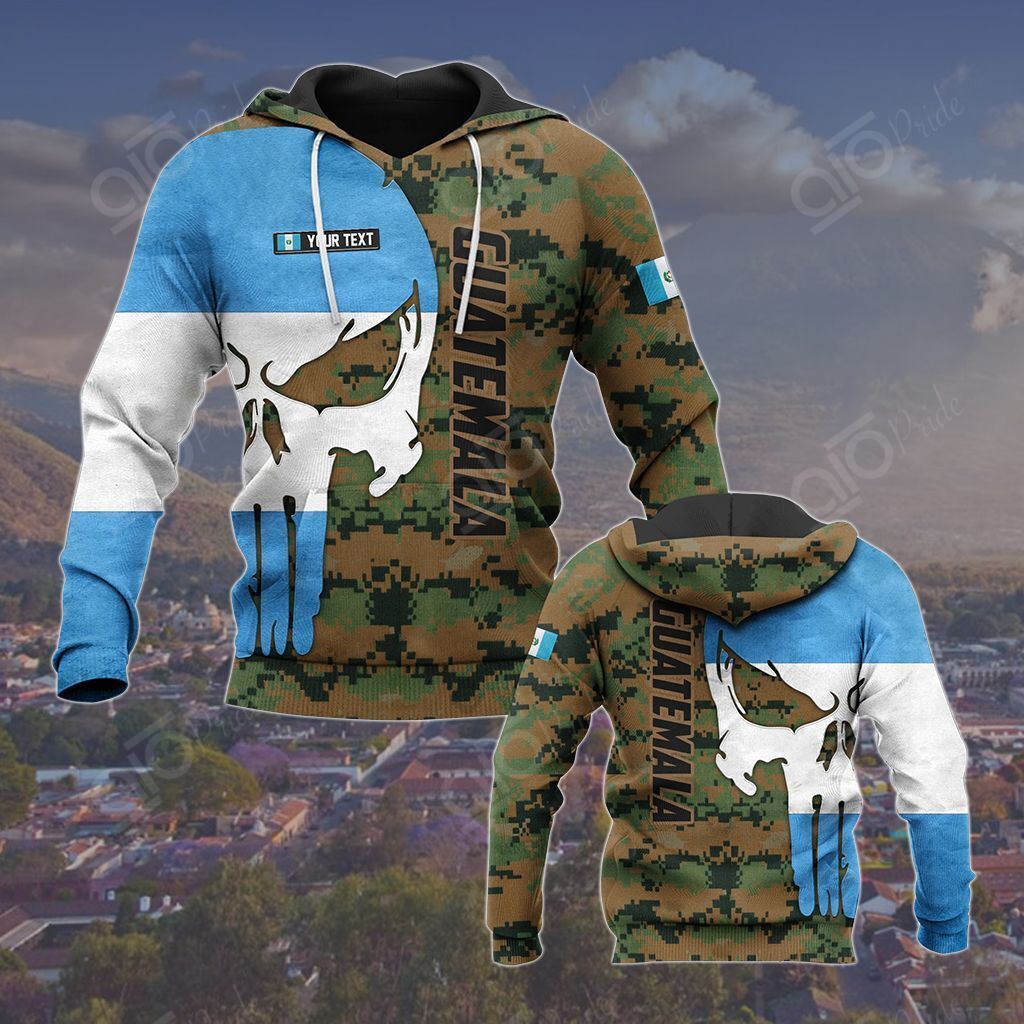 GGP20070116139 Native Guatemalan Roots Guatemala Expat Lovers Customize Guatemala Skull Flag Camo All Over Print Hoodies