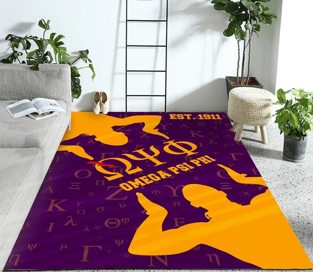 Wonderprint Area Rug Omega Psi Phi Ques Est 1911 Area Rug  Lt10