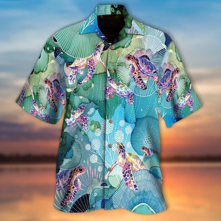 Turtle Coral Hawaiian Shirt – For Men And Women – KreamShirt