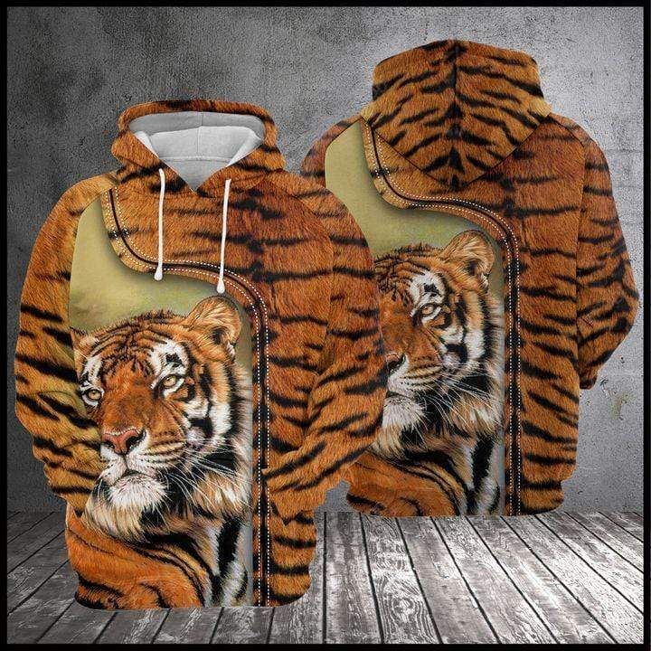 Amazing Tiger Leather Pattern Hoodie 3D