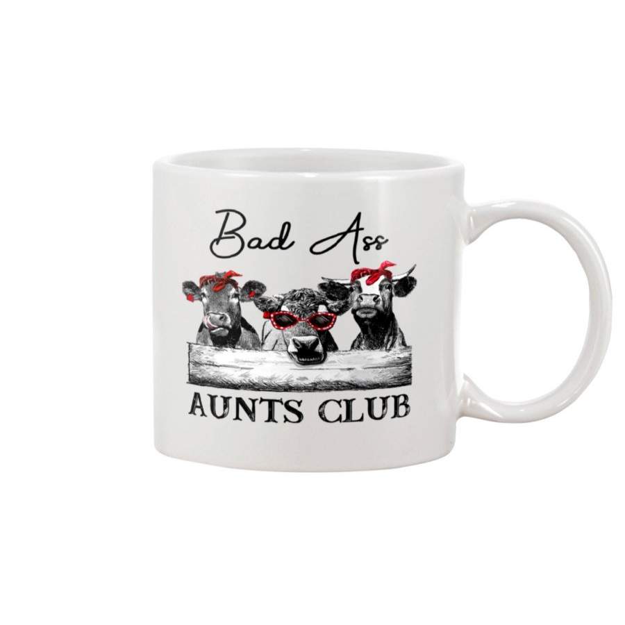 Cattle Bad Ass Aunts Club Funny Gift White Mug