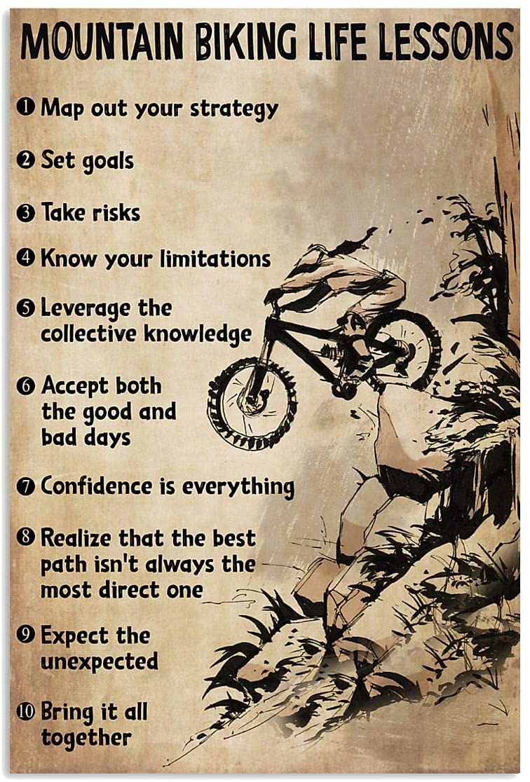 Vintage Mountain Biking Life Lessons Poster Art Print      Home Decor Gift For Men Women Family Friend On Birthday Xmas