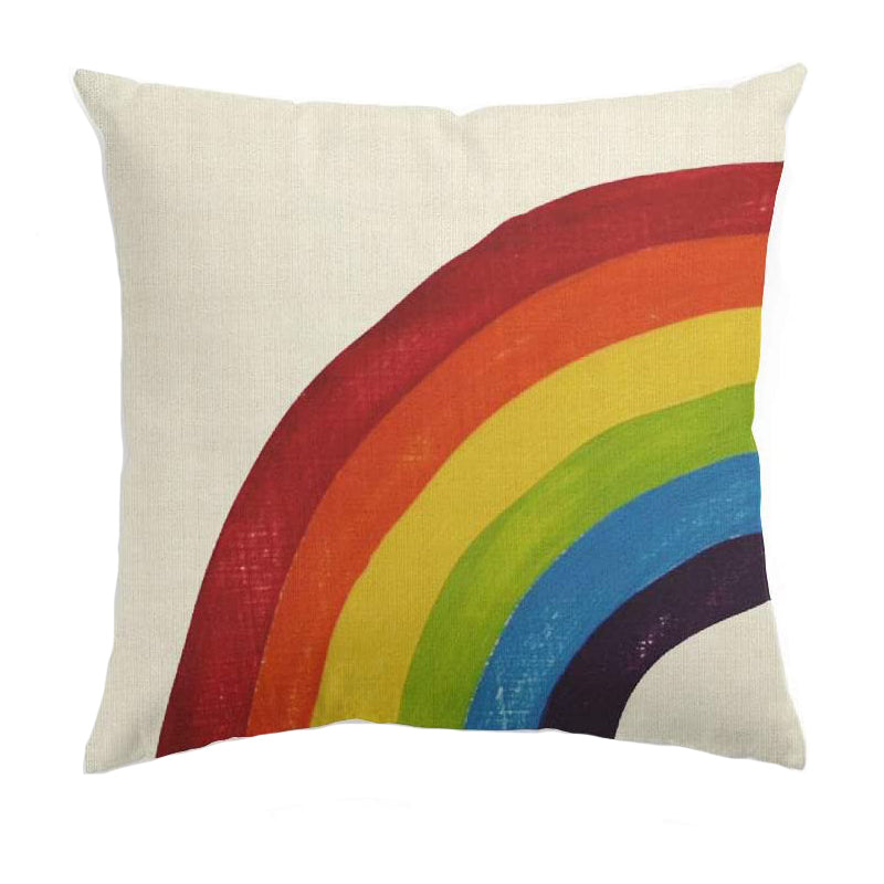 Happy St Patricks Day Saying Shamrock Throw Pillow Cover, Watercolor Rainbow Lucky Clover Cushion Case For Sofa Couch