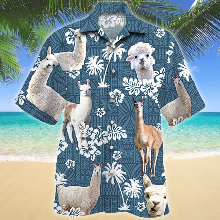 Llama Blue Tribal Pattern Hawaii Hawaii Shirt For Men Women Ha105672