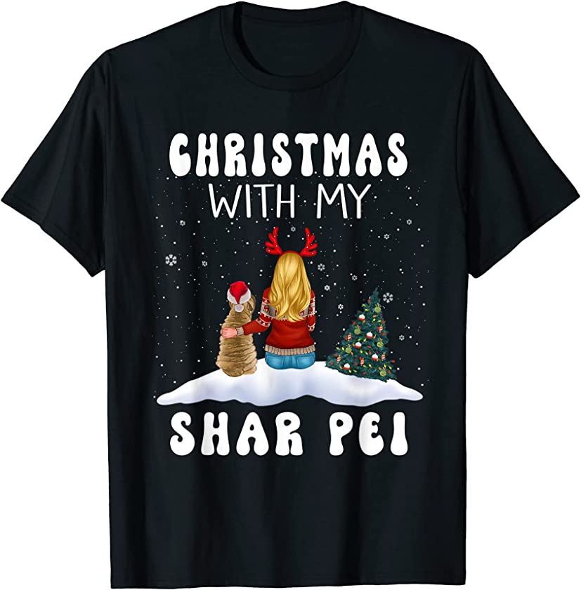 Christmas With My Shar Pei Dog Puppy Funny Xmas T-Shirt