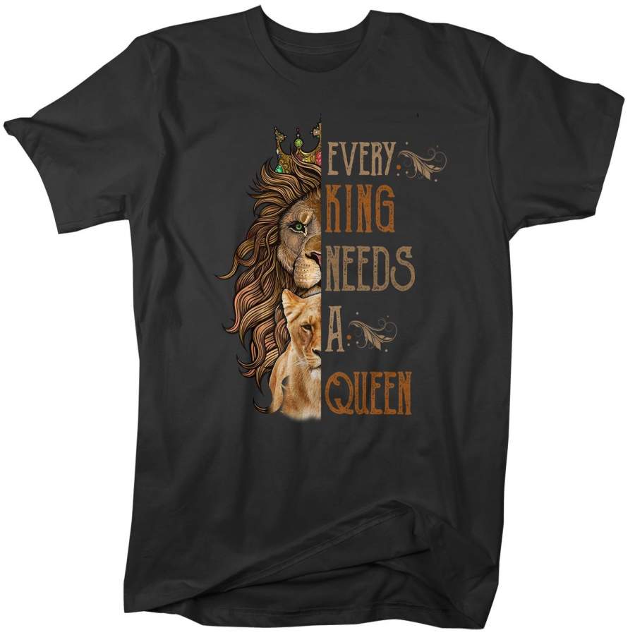 Men’s Matching Lion T Shirt Couples Shirt Matching Lion Lioness Shirt King Shirt Every King Needs Queen Shirt