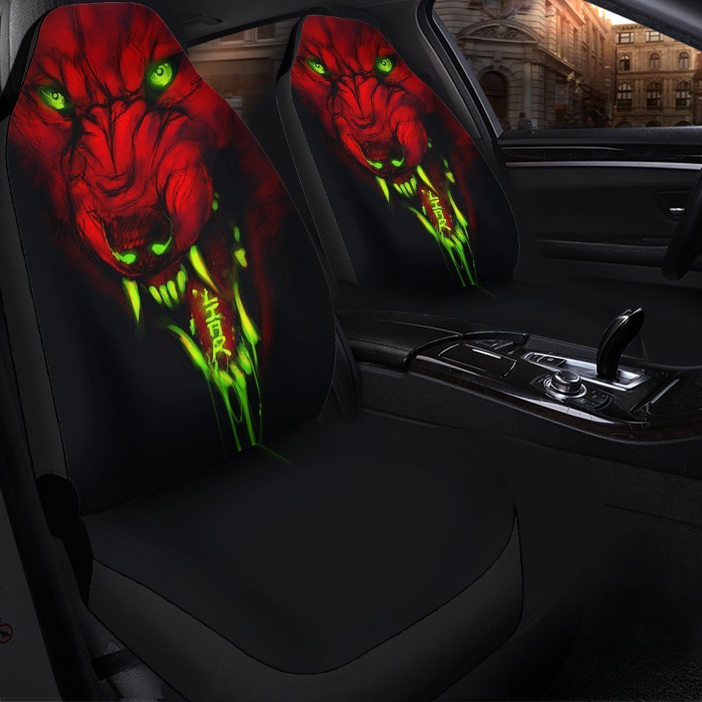 Red Wolf Fang Animal Car Seat Cover