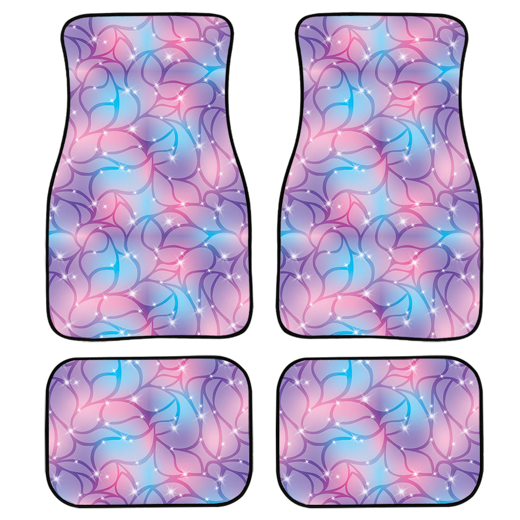 Floral Sparkle Print Front And Back Car Floor Mats, Front Car Mat