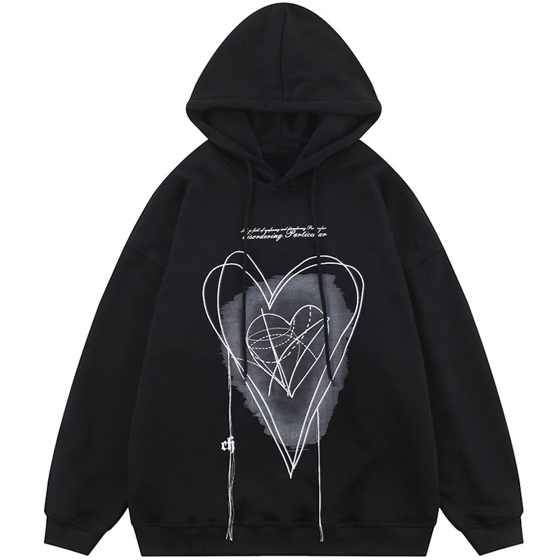 Lemandik Oversize Hoodie Graffiti Heart