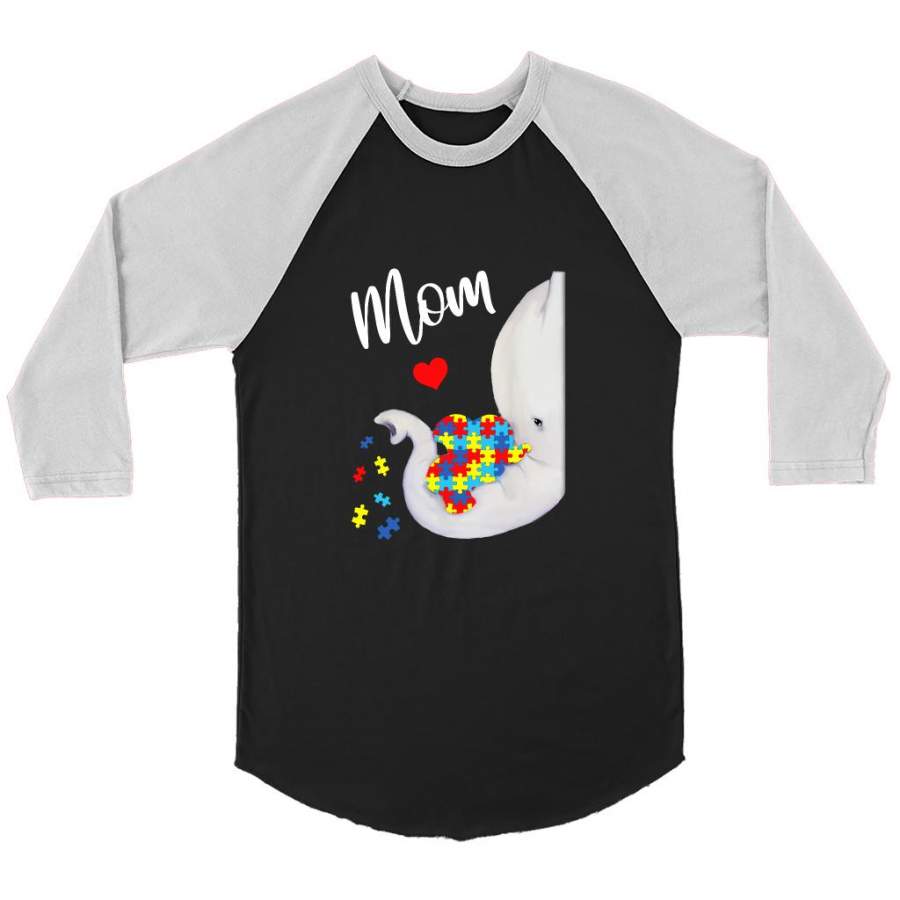 Autism Awareness Autism Elephant Mom – Canvas 3/4 Raglan Shirt