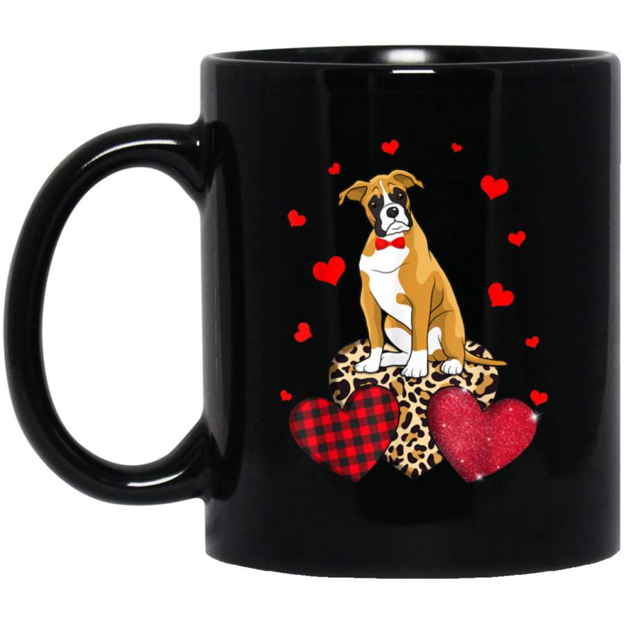 Cute Boxer With Leopard Red Plaid Heart Gift Ideas Mug