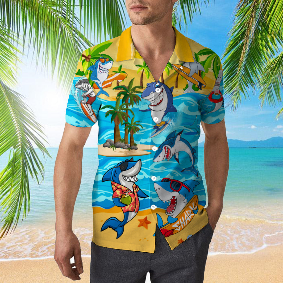 Aloha Shark In Summer Hawaiian Shirt | For Men & Women | Hw371