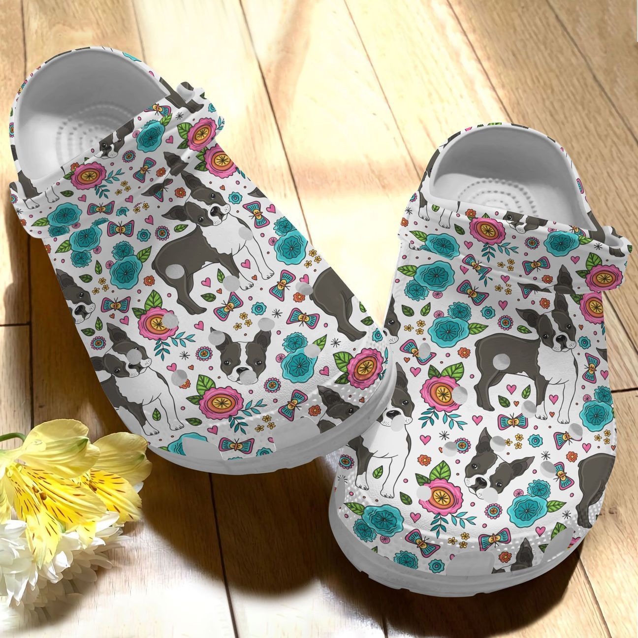 Boston Terrier Personalize Clog, Custom Name, Text, Fashion Style For Women, Men, Kid, Print 3D Boston Terrier Pattern