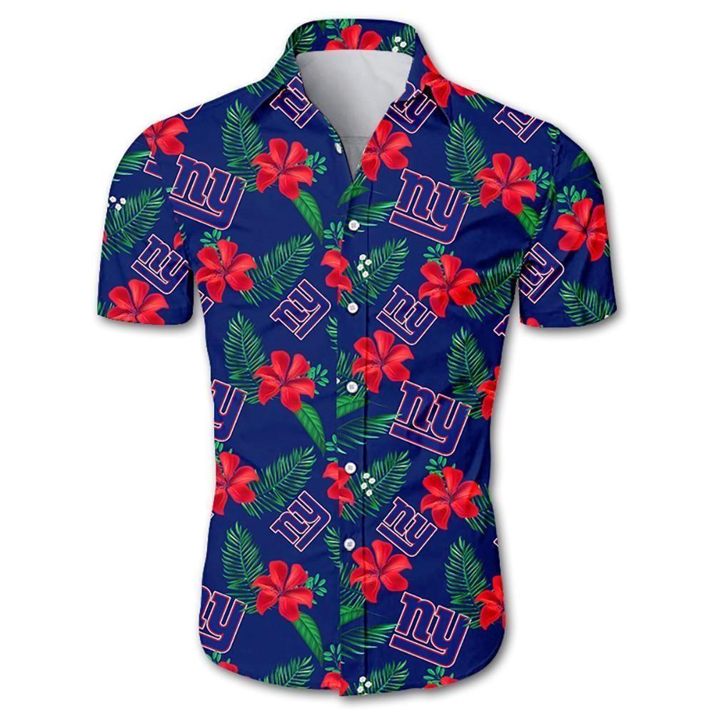 Beach Shirt New York Giants Tropical Flower Hawaiian Shirt White Men Women Beach Wear Short Sleeve Hawaii Shirt