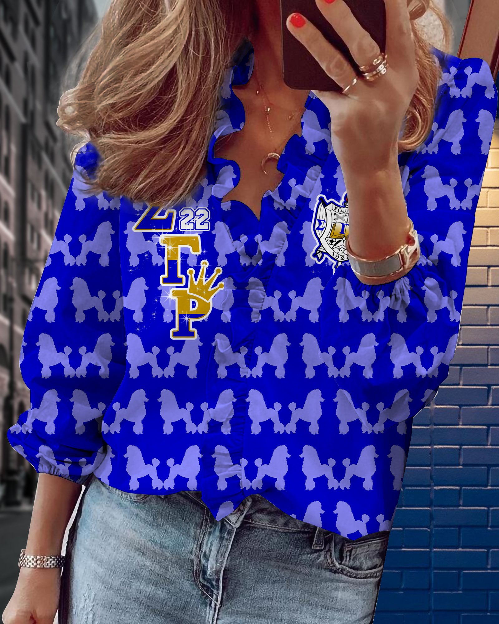 Sigma Gamma Rho V-neck long sleeve lace shirt 20