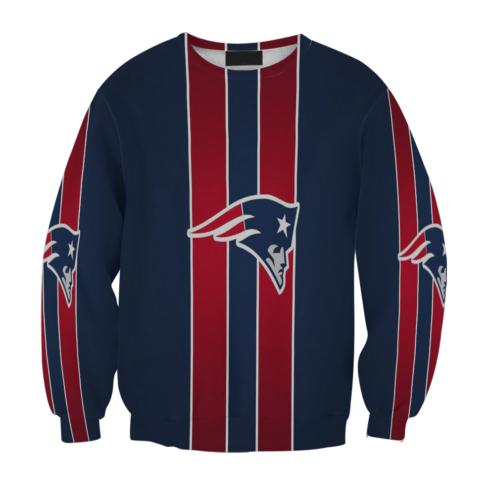 New England Patriots Blue Red Striped Gift For Fan 3D Full Printing Sweatshirt