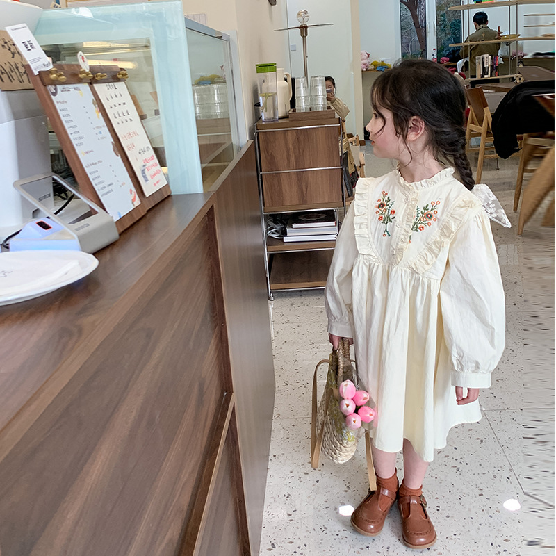 2022 Fashion Classical Kids Girls Dress Long Sleeve Cotton Princess Fall Dress for Toddler Girl Clothes Autumn Flower Dress alx