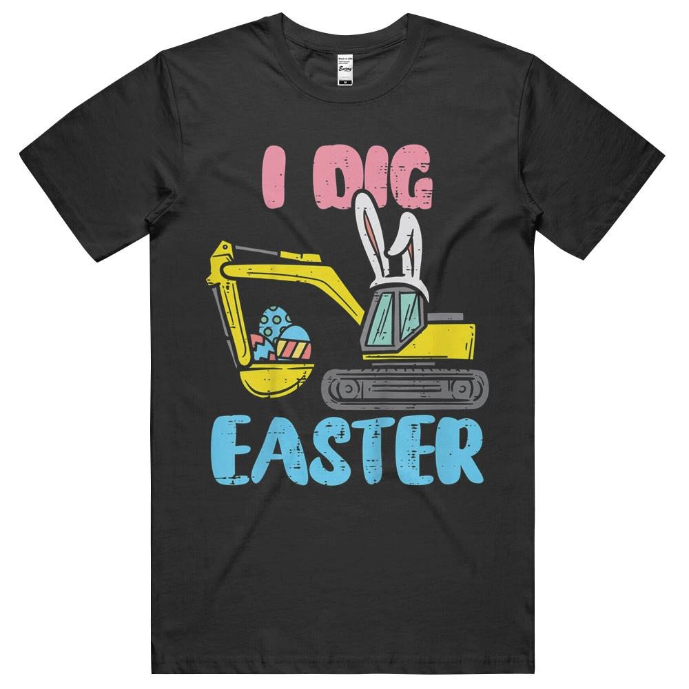 Kids I Dig Easter Digger Cute Bunny Excavator Boys Kids Toddler T-Shirt