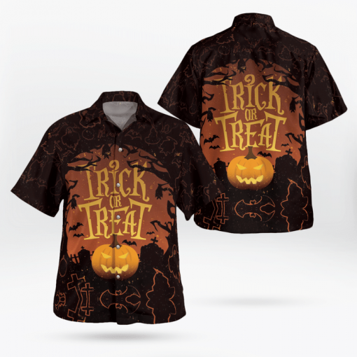 Trick Or Treat Scary Night Pumpkin Spooky Halloween Hawaiian Shirt | For Men & Women | Adult | Hw8885