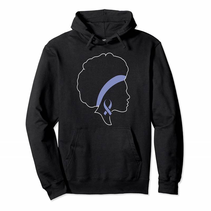 African Afro Woman Stomach Cancer Awareness Ribbon Pullover Hoodie