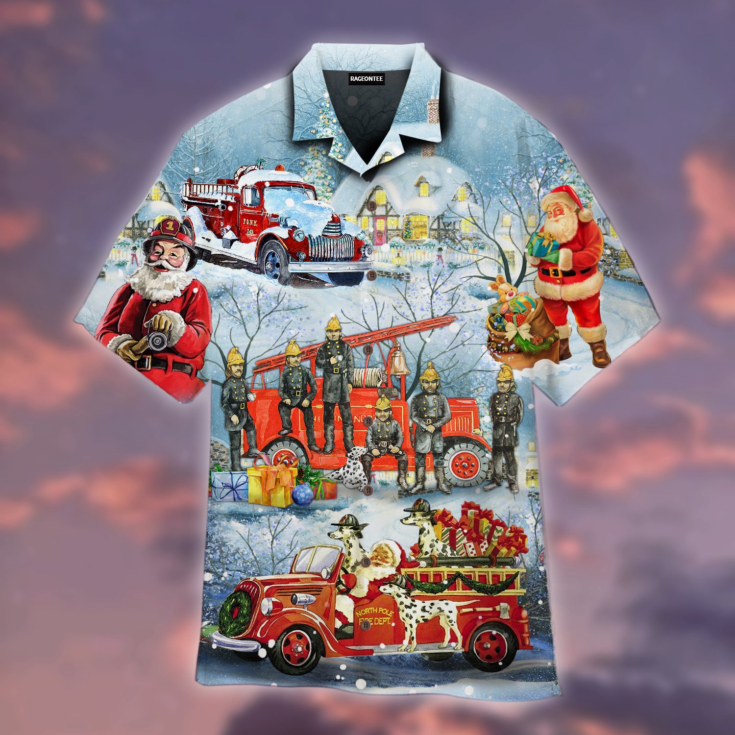 Santa Firefighter Christmas Hawaii Shirt For Men Women Adult Ha51309