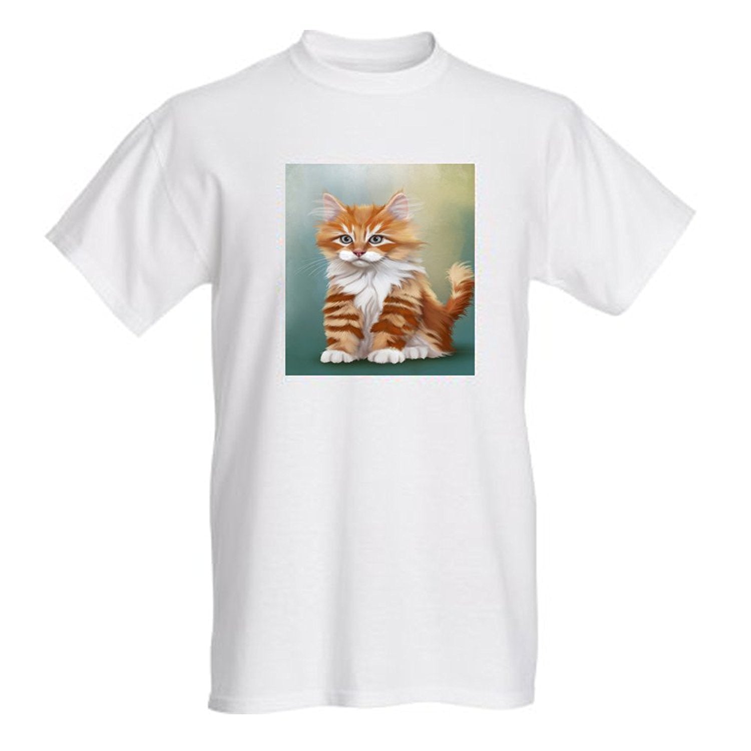 Women’S Orange White Kitten Cat T-Shirt