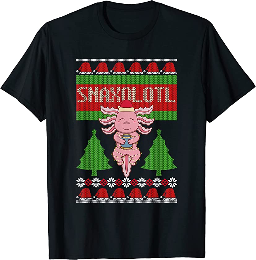 Ugly Christmas Sweater Mexican Snaxolotl Axolotl Holiday PJ T-Shirt