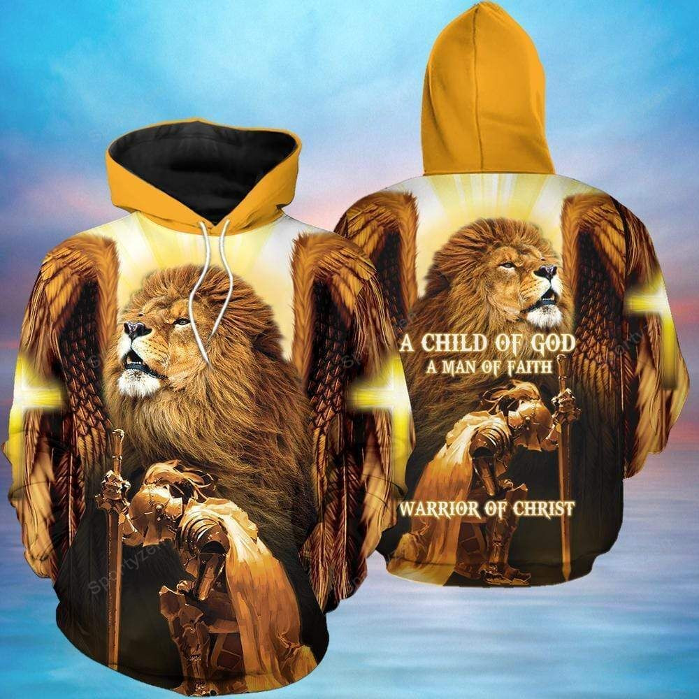 A Child Of God A Man Of Faith Lion Hoodie 3D #V