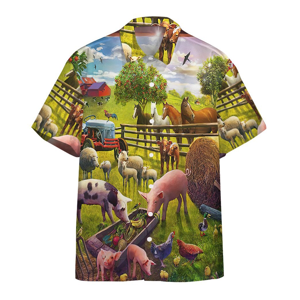 Gearhumans Farm Animal Hawaiian Shirt Ha13589