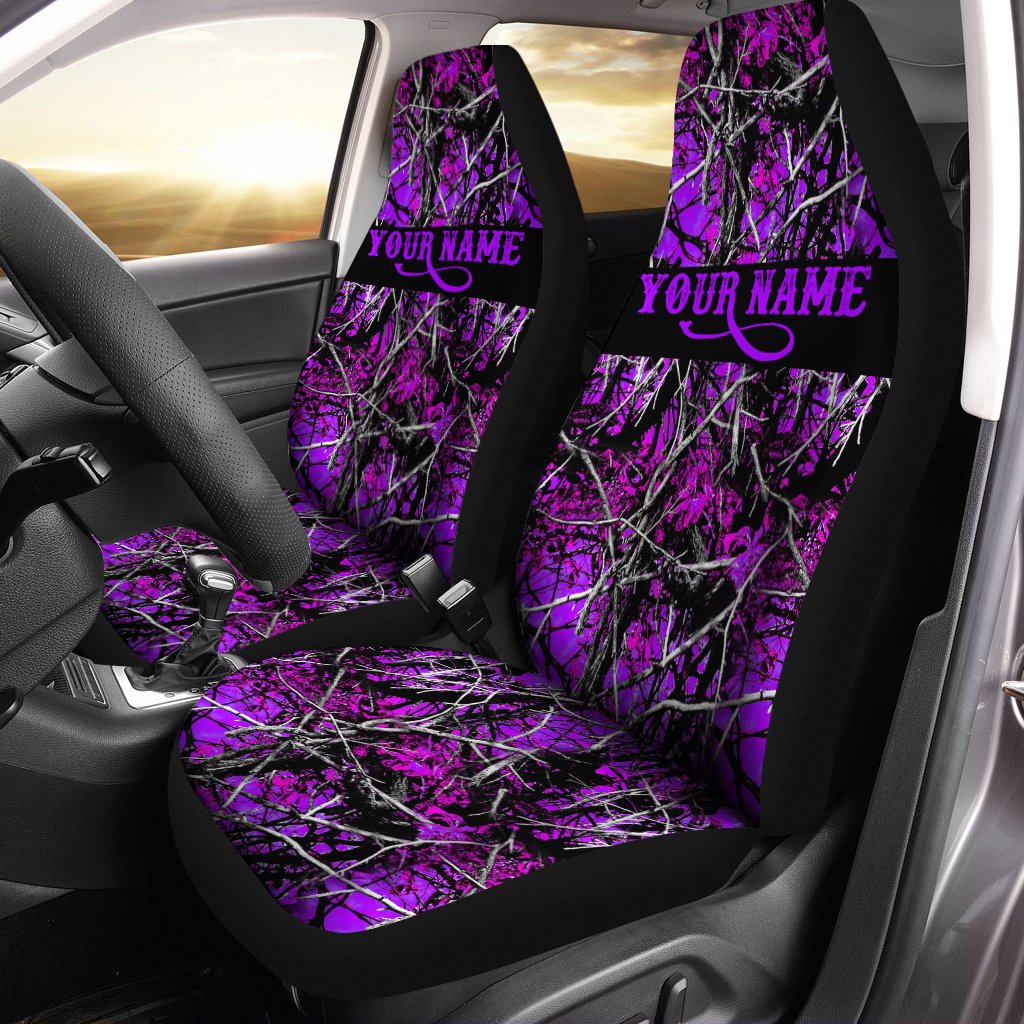 Purple muddy camo Custom Car Seat Covers | personalized car accessories for Hunting, Fishing lovers – Chipteeamz IPHW1282