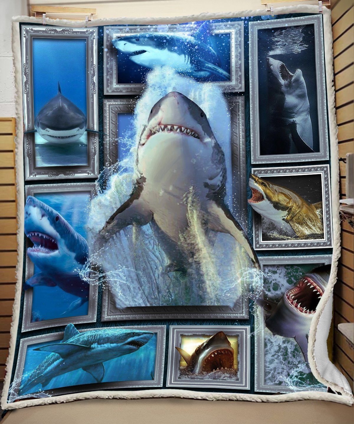 3D Huge Shark Fleece Blanket