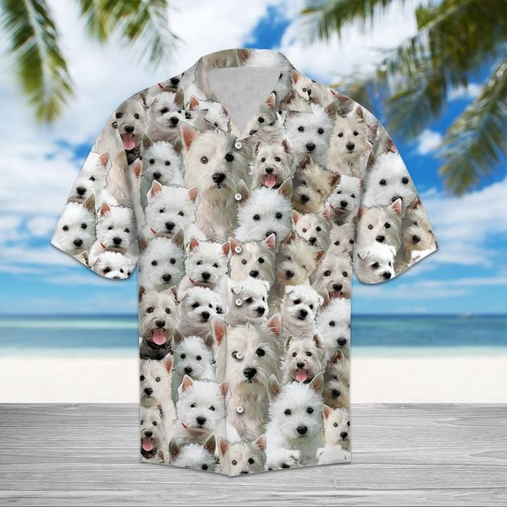 West Highland White Terrier Hawaiian Shirt Summer Button Up For Men, Women, Couple