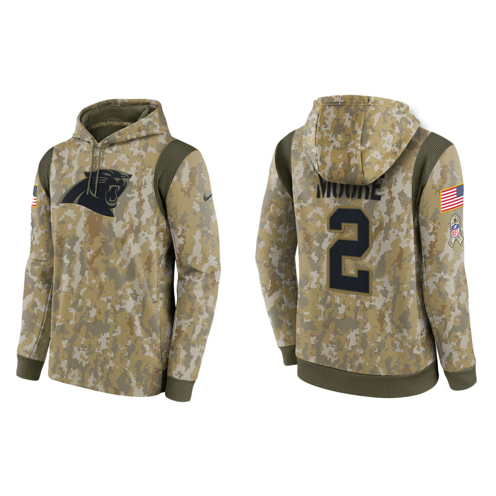 D.J. Moore Carolina Panthers Camo 2021 Salute To Service Veterans Day Therma Pullover Hoodie