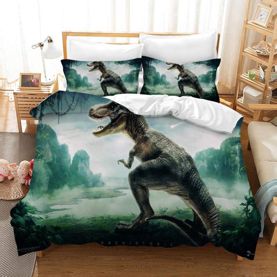 3D Green Mountains Dinosaur Quilt Cover Set Bedding Set Pillowcases 43