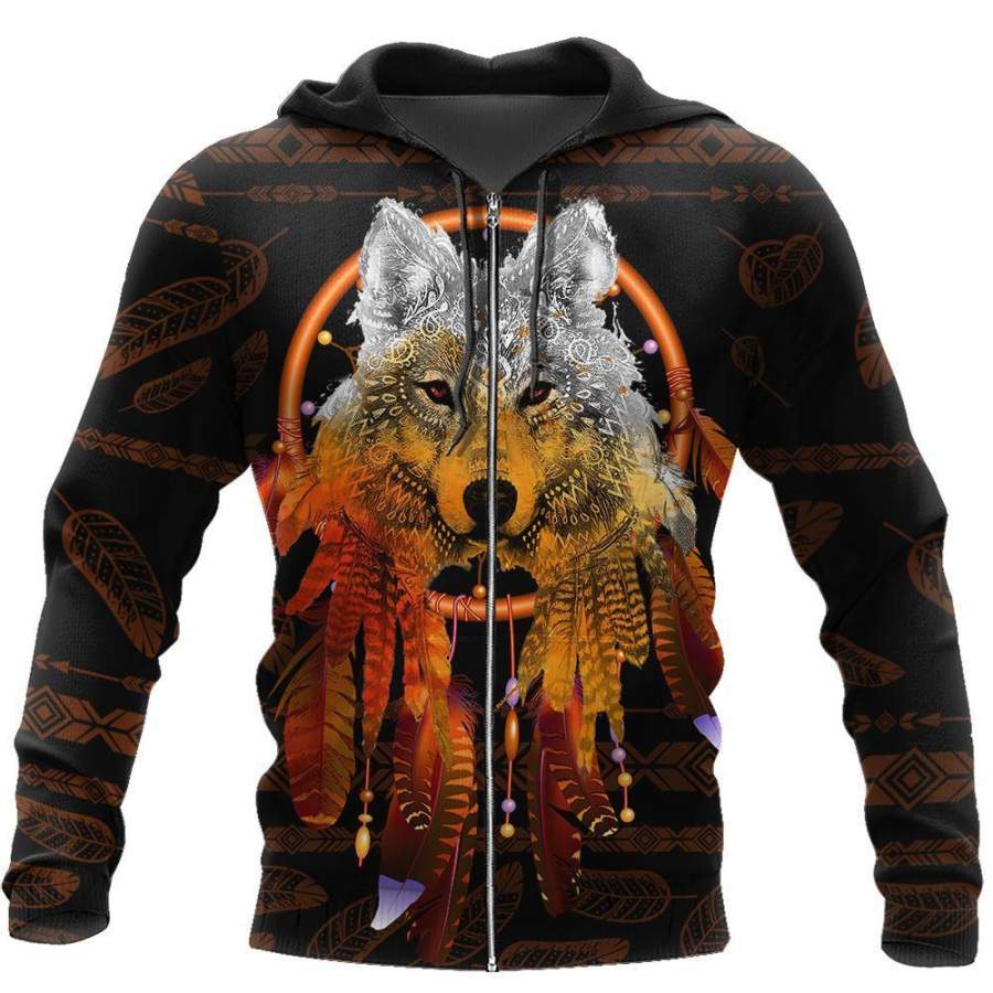 Wolf Native 3D Over Printed Hoodie for Men and Women-ML