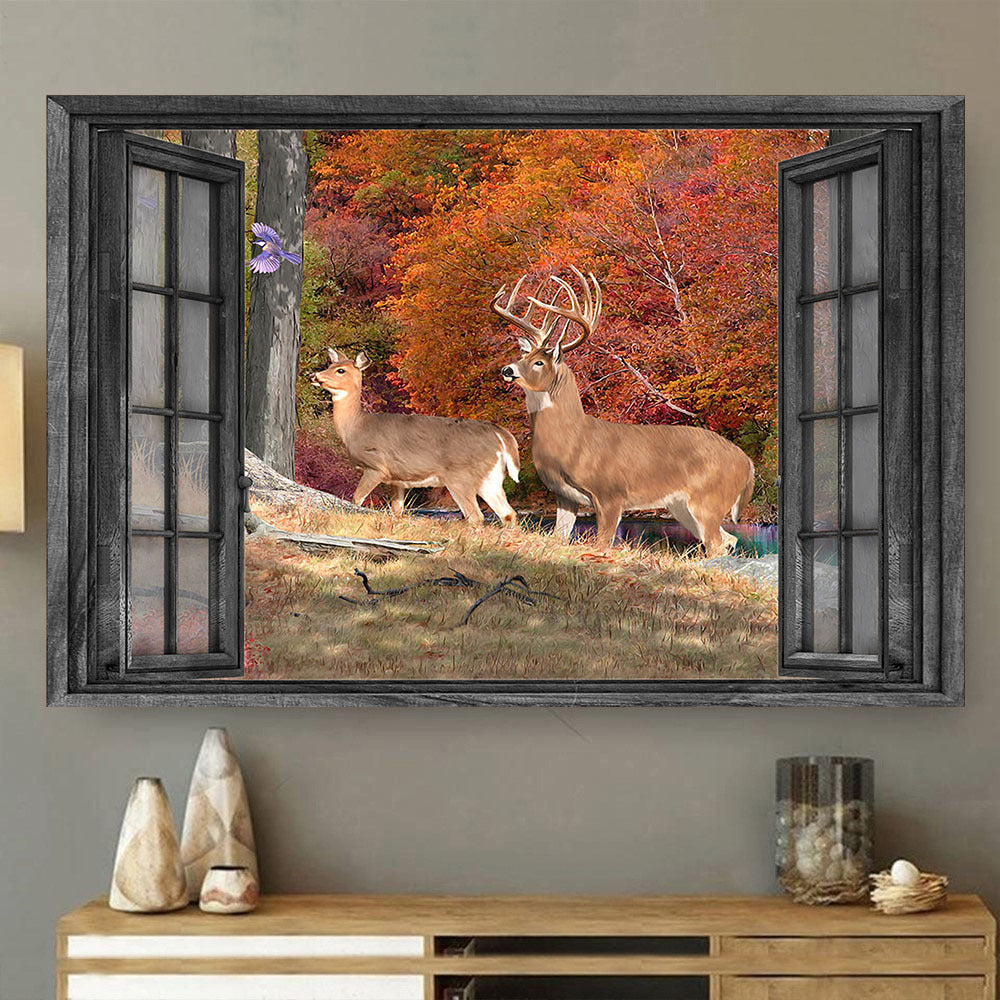 Whitetail Deer 3D Wall Art Painting Art Home Decor Red Tree Hunting Lover Da0384-Tnt