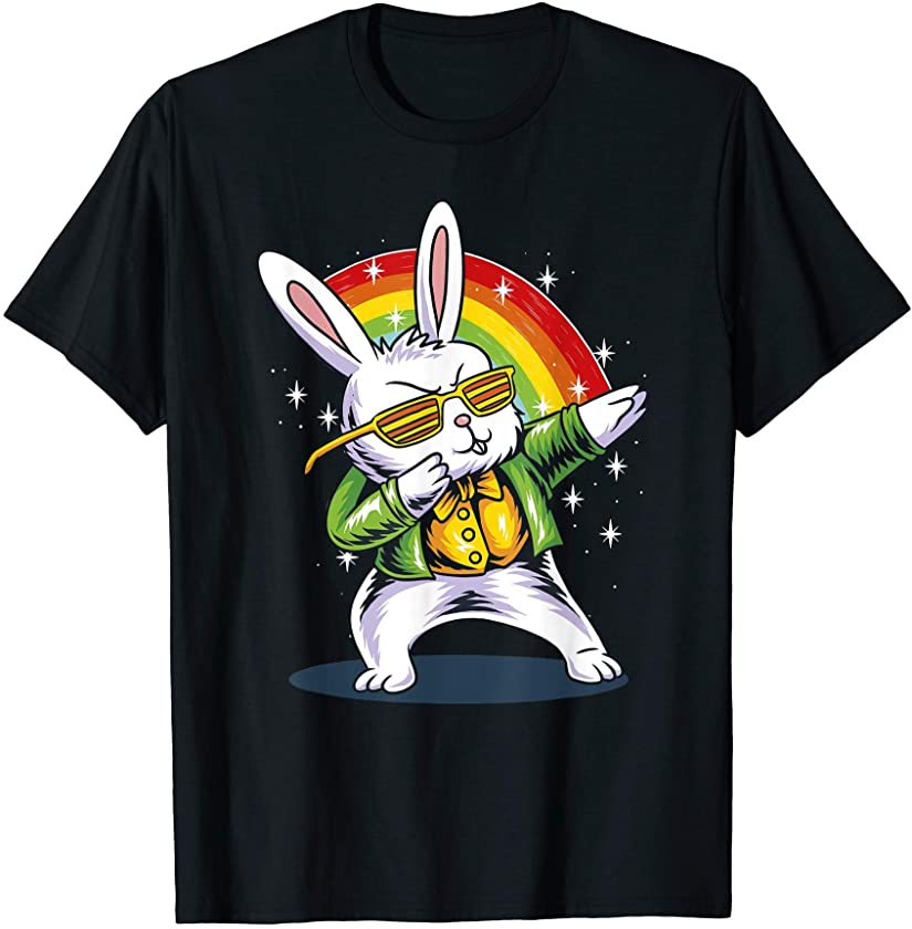 Dab Bunny Shirt Funny Dabbing Rabbit Rainbow Easter Bunny T-Shirt