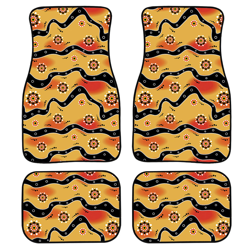 Australian Aboriginal Pattern Print Front And Back Car Floor Mats, Front Car Mat